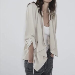 Zara Cream Trench Coat with Structured Silhouette NWOT